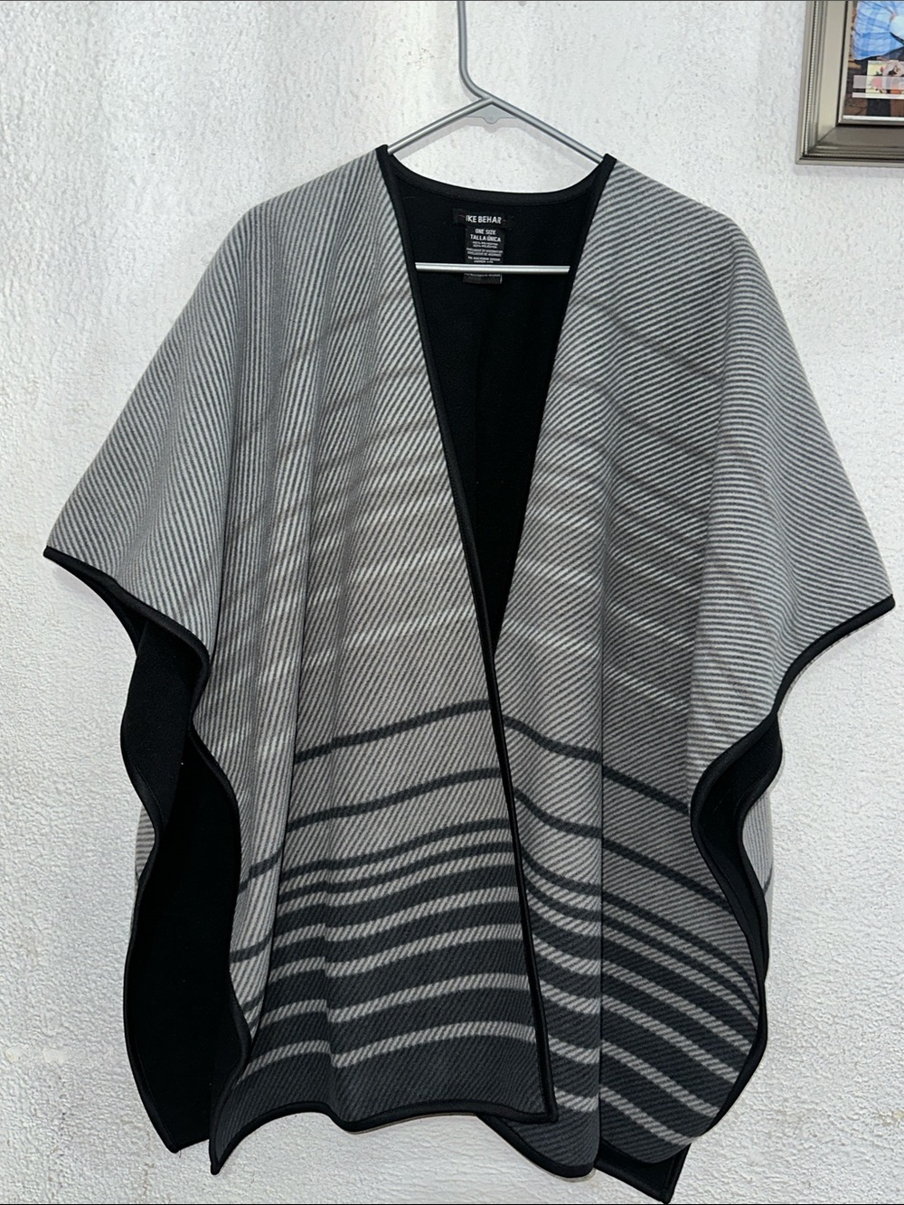 Ike Behar Black and Gray Striped Draped Wrap